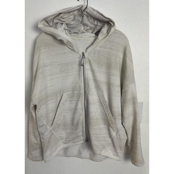 Lululemon Hold Your Om Hoodie Zip Up Jacket Hood Greige Size 6 Heathered - Picture 14 of 15